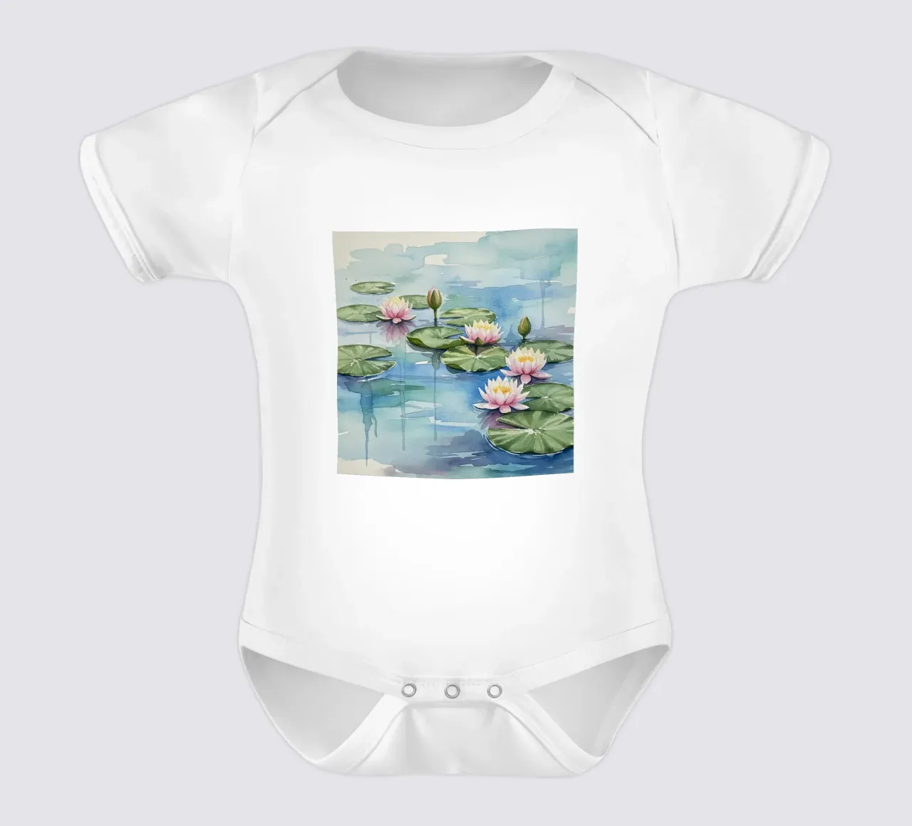 Ninfee serene: Uno stagno tranquillo ad acquerello body neonato maniche corte da Artistic-shop