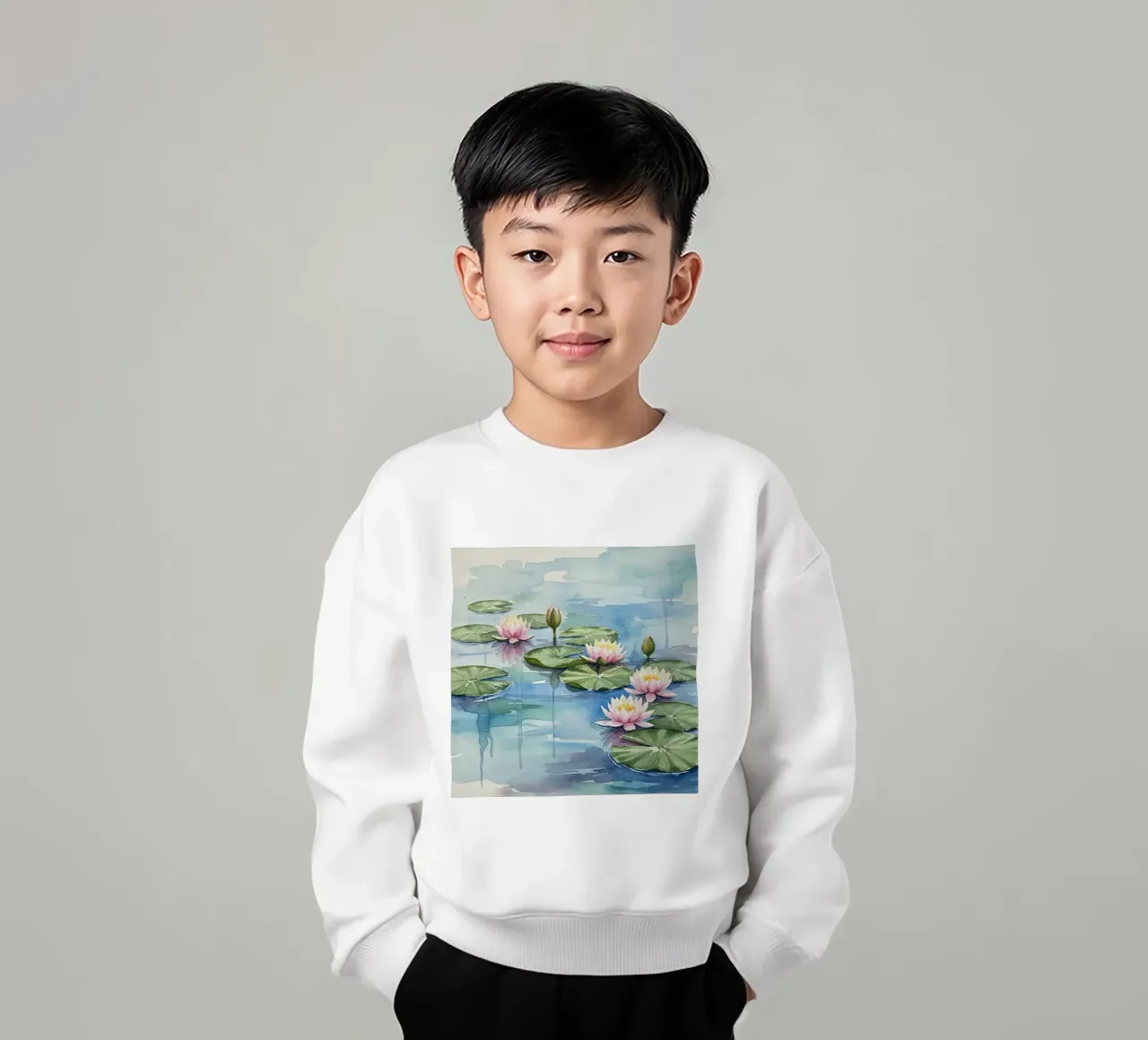 Ninfee serene: Uno stagno tranquillo ad acquerello felpa bambino da Artistic-shop