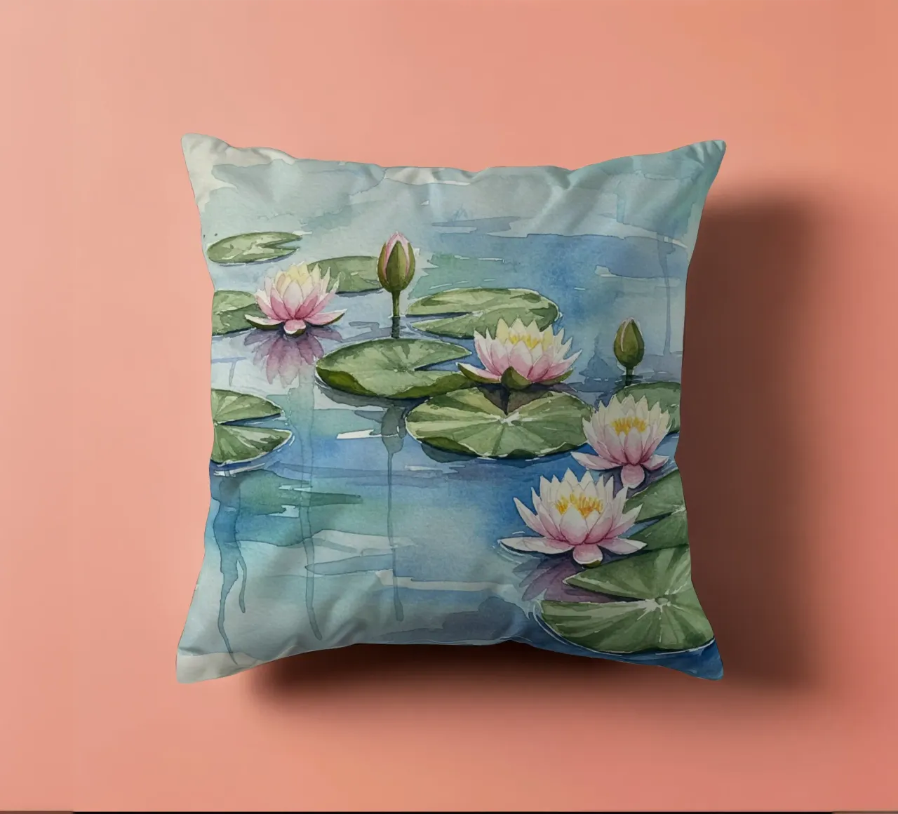 Ninfee serene: Uno stagno tranquillo ad acquerello cuscino da Artistic-shop