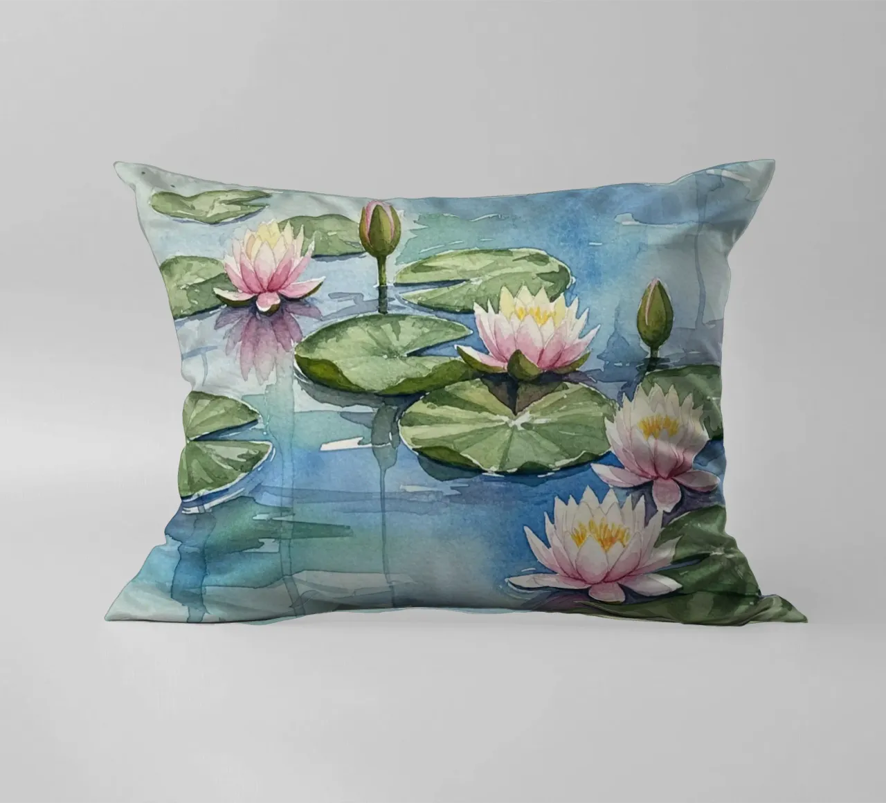 Ninfee serene: Uno stagno tranquillo ad acquerello cuscino da Artistic-shop