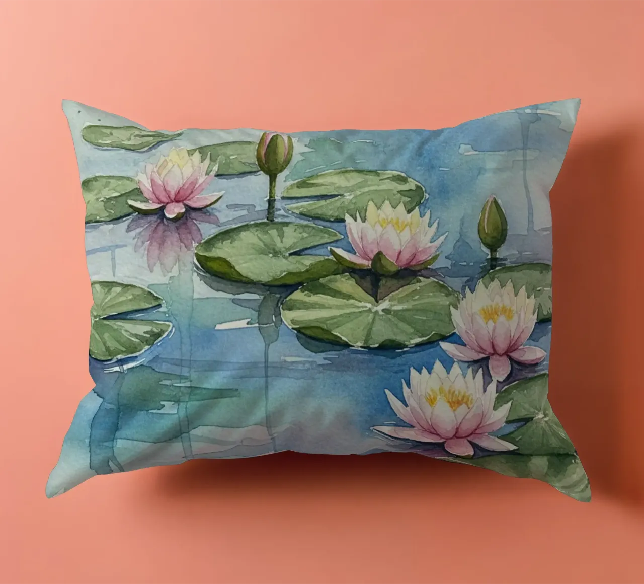 Ninfee serene: Uno stagno tranquillo ad acquerello cuscino da Artistic-shop