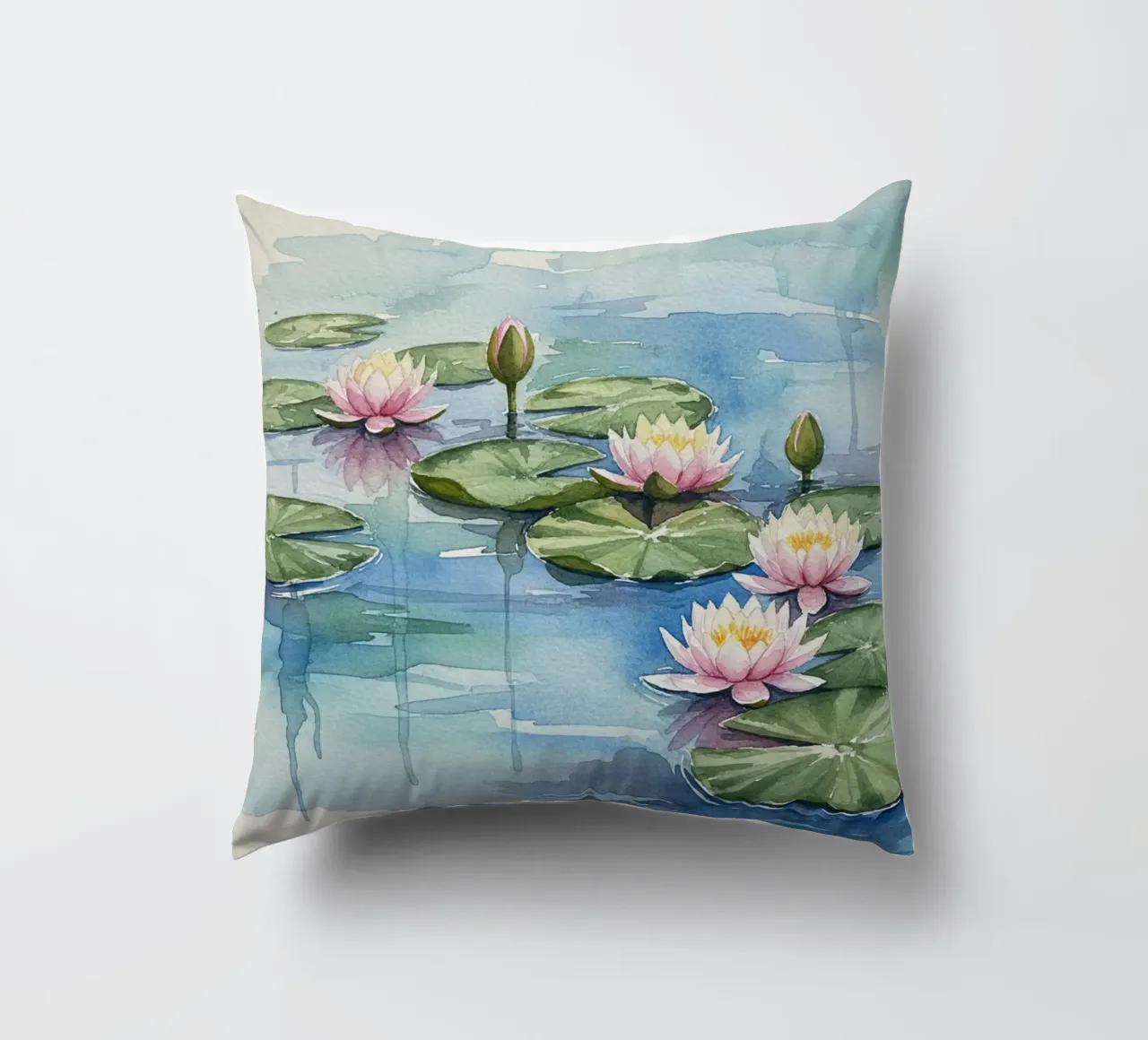 Ninfee serene: Uno stagno tranquillo ad acquerello cuscino da Artistic-shop