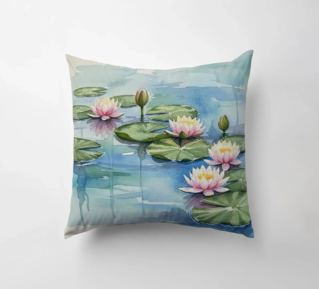 Ninfee serene: Uno stagno tranquillo ad acquerello cuscino da Artistic-shop