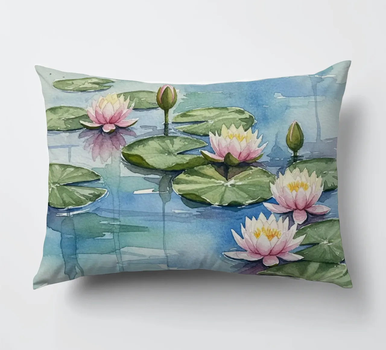 Ninfee serene: Uno stagno tranquillo ad acquerello cuscino da Artistic-shop