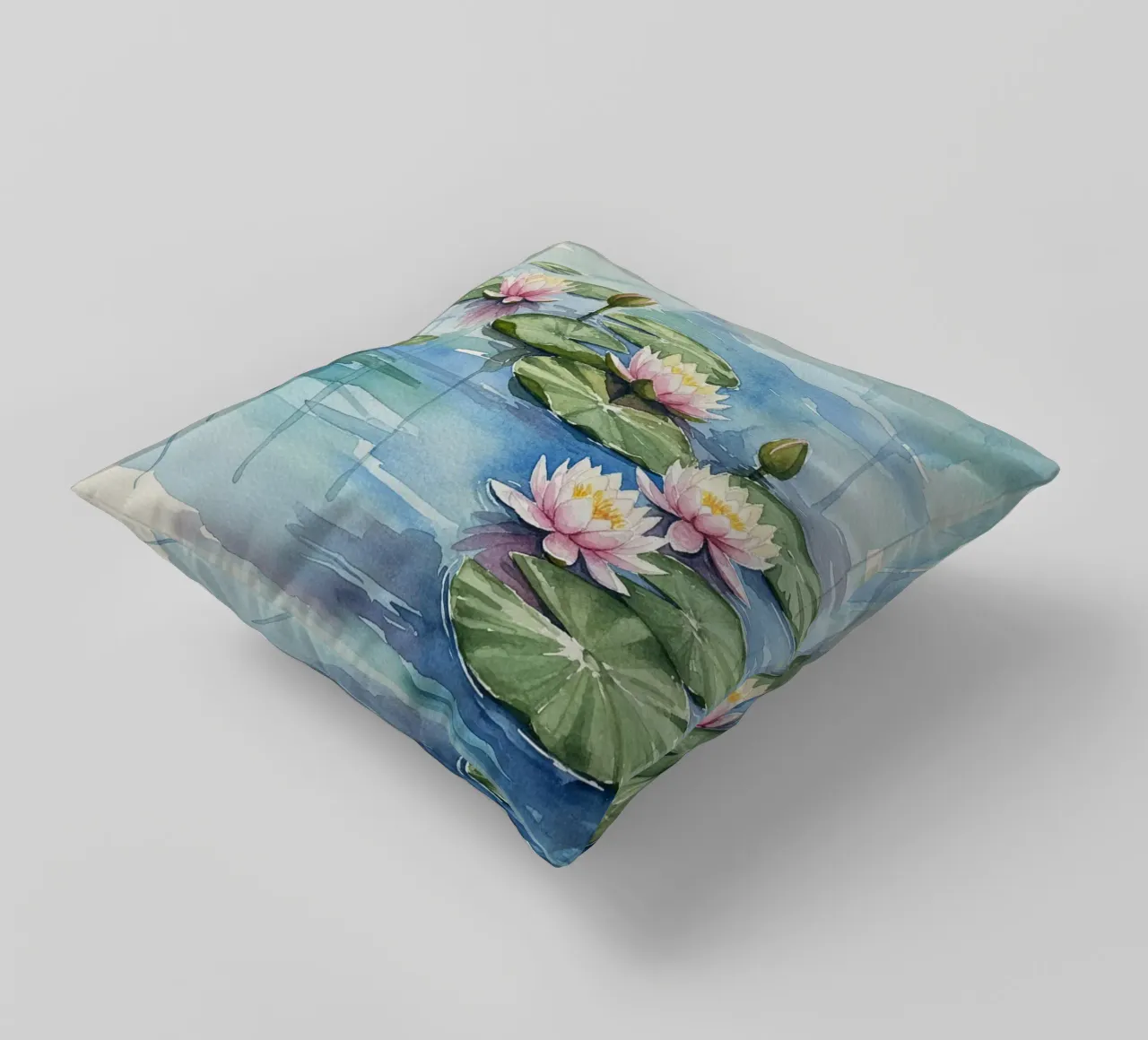 Ninfee serene: Uno stagno tranquillo ad acquerello cuscino da Artistic-shop
