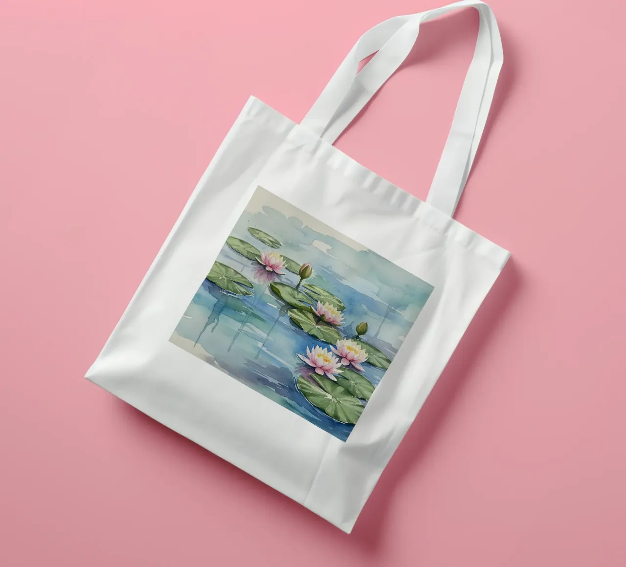 Ninfee serene: Uno stagno tranquillo ad acquerello borsa in juta da Artistic-shop