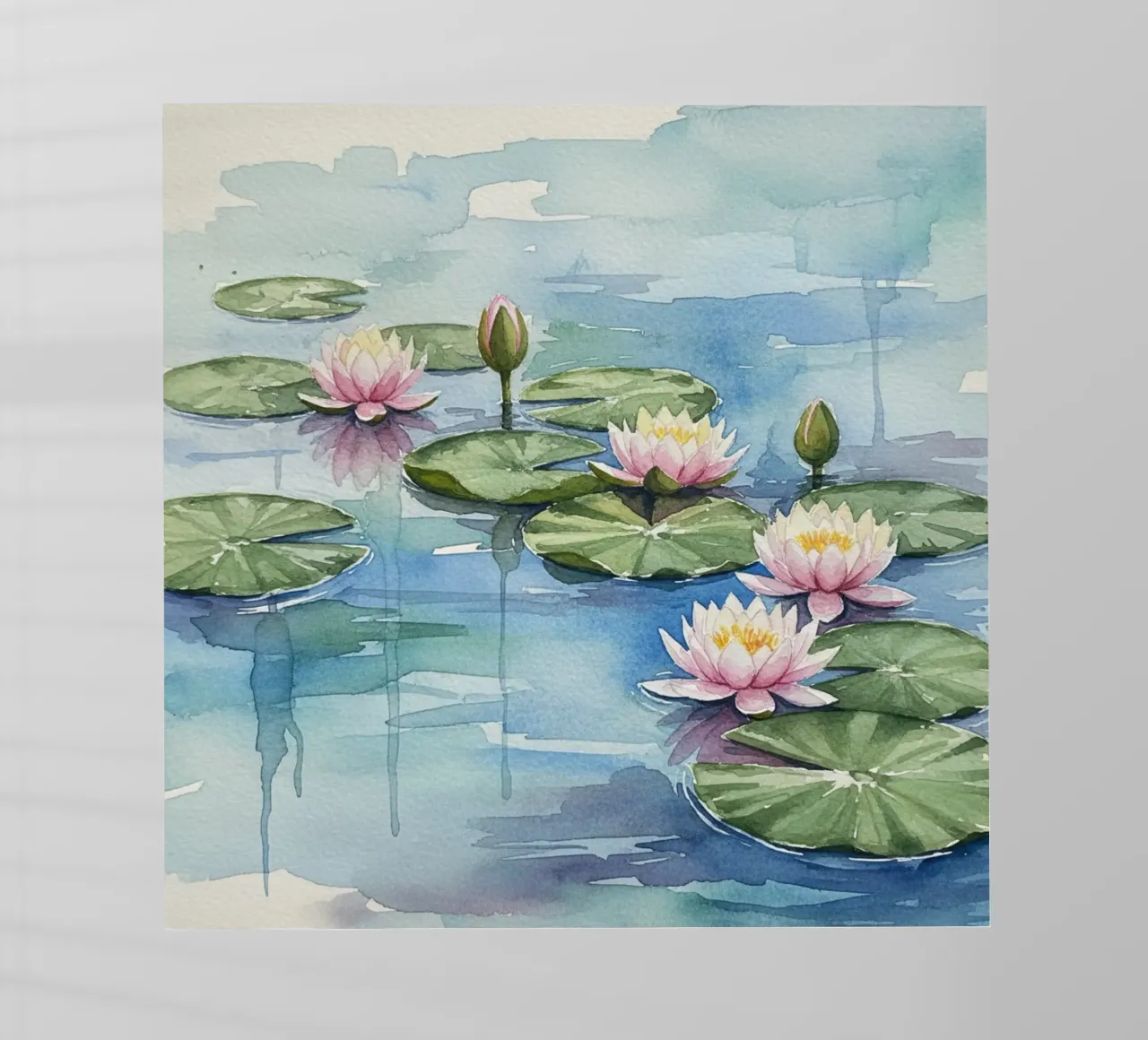 Ninfee serene: Uno stagno tranquillo ad acquerello pellicola backlit da Artistic-shop