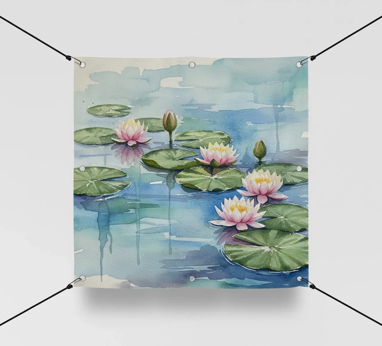 Ninfee serene: Uno stagno tranquillo ad acquerello telo in pvc da Artistic-shop