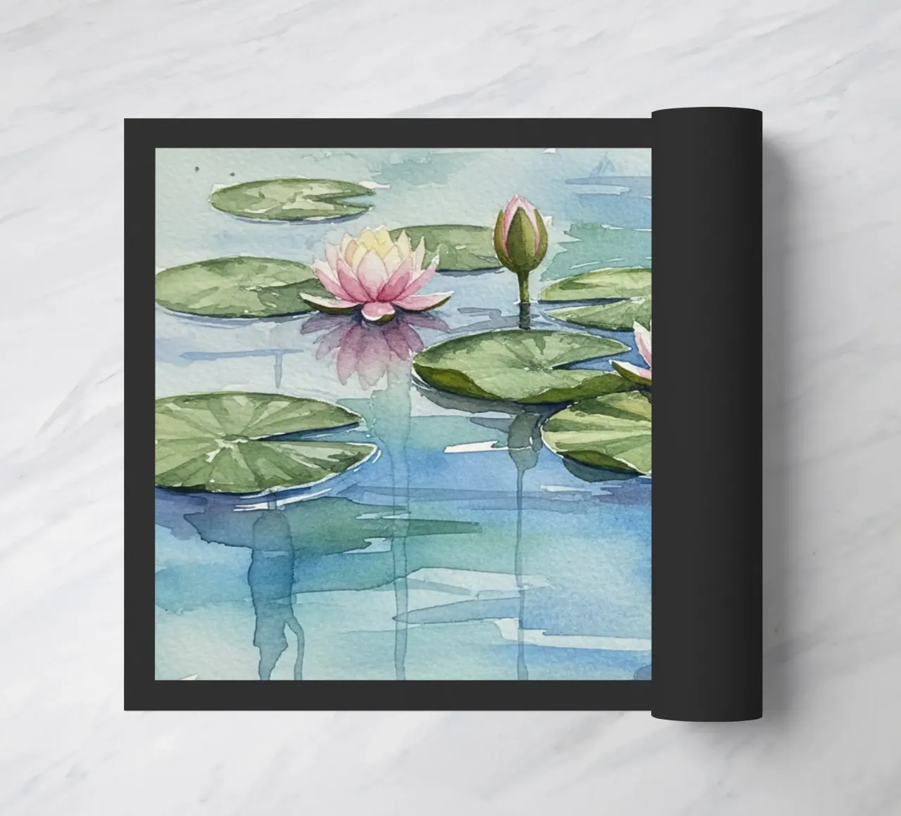 Ninfee serene: Uno stagno tranquillo ad acquerello zerbino da Artistic-shop