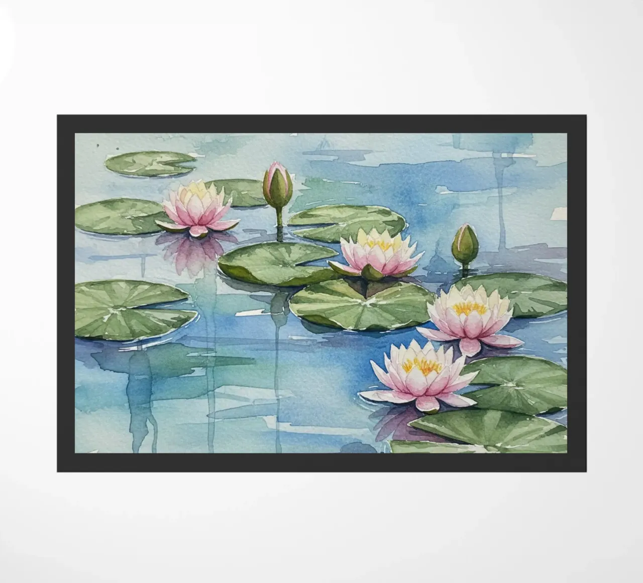 Ninfee serene: Uno stagno tranquillo ad acquerello zerbino da Artistic-shop