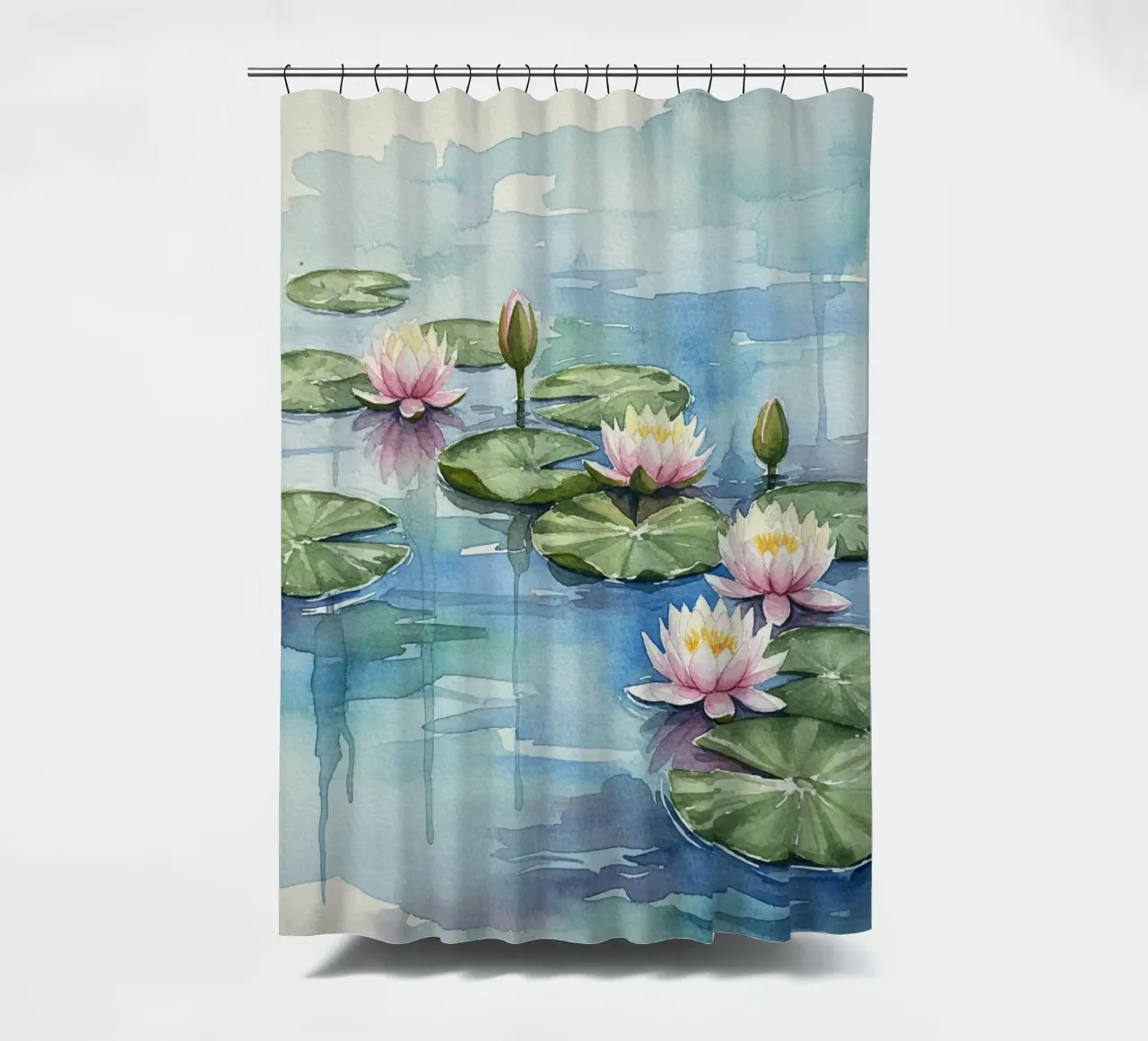 Ninfee serene: Uno stagno tranquillo ad acquerello tenda da doccia da Artistic-shop