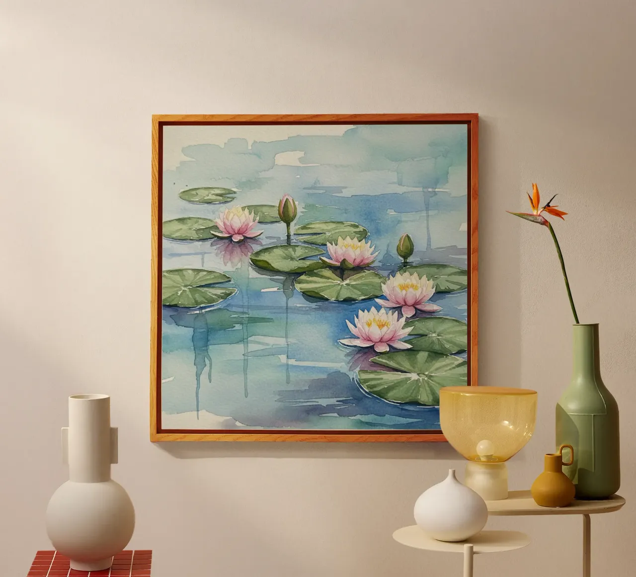 Ninfee serene: Uno stagno tranquillo ad acquerello plexiglass da Artistic-shop