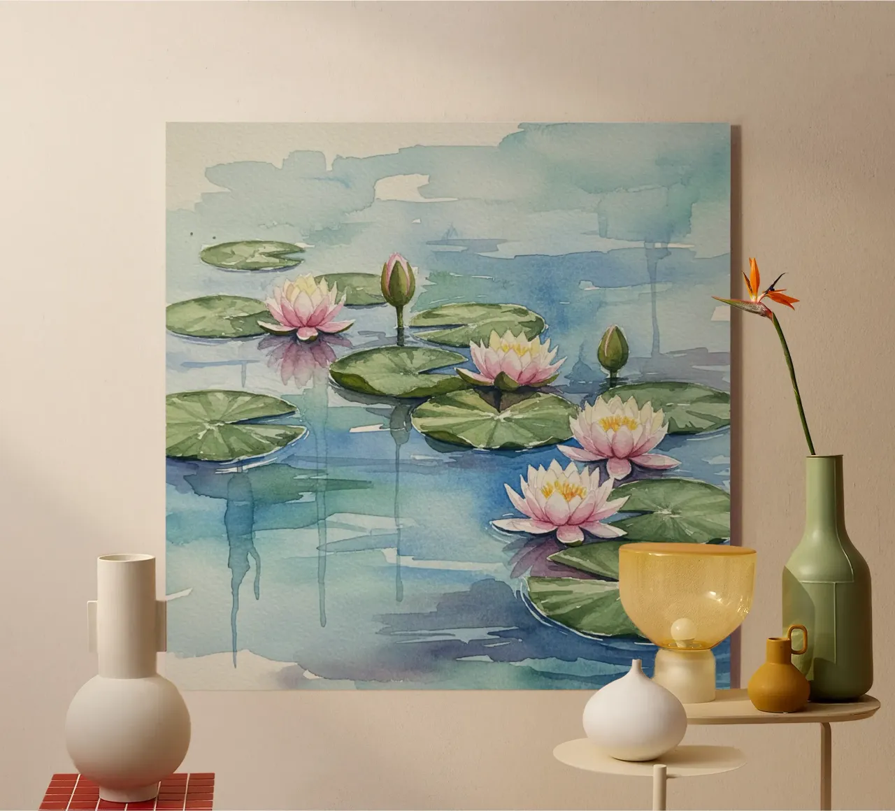 Ninfee serene: Uno stagno tranquillo ad acquerello plexiglass da Artistic-shop