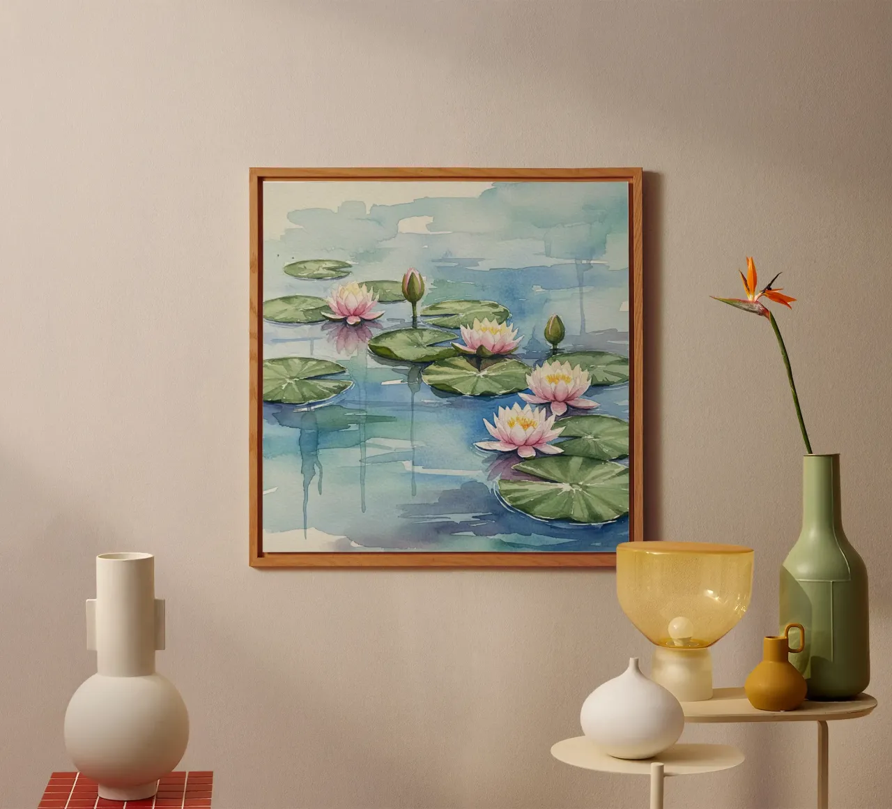 Ninfee serene: Uno stagno tranquillo ad acquerello alluminio dibond da Artistic-shop