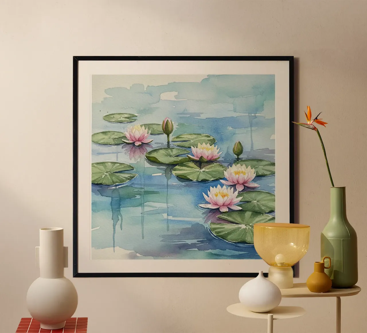 Ninfee serene: Uno stagno tranquillo ad acquerello carta hahnemühle da Artistic-shop
