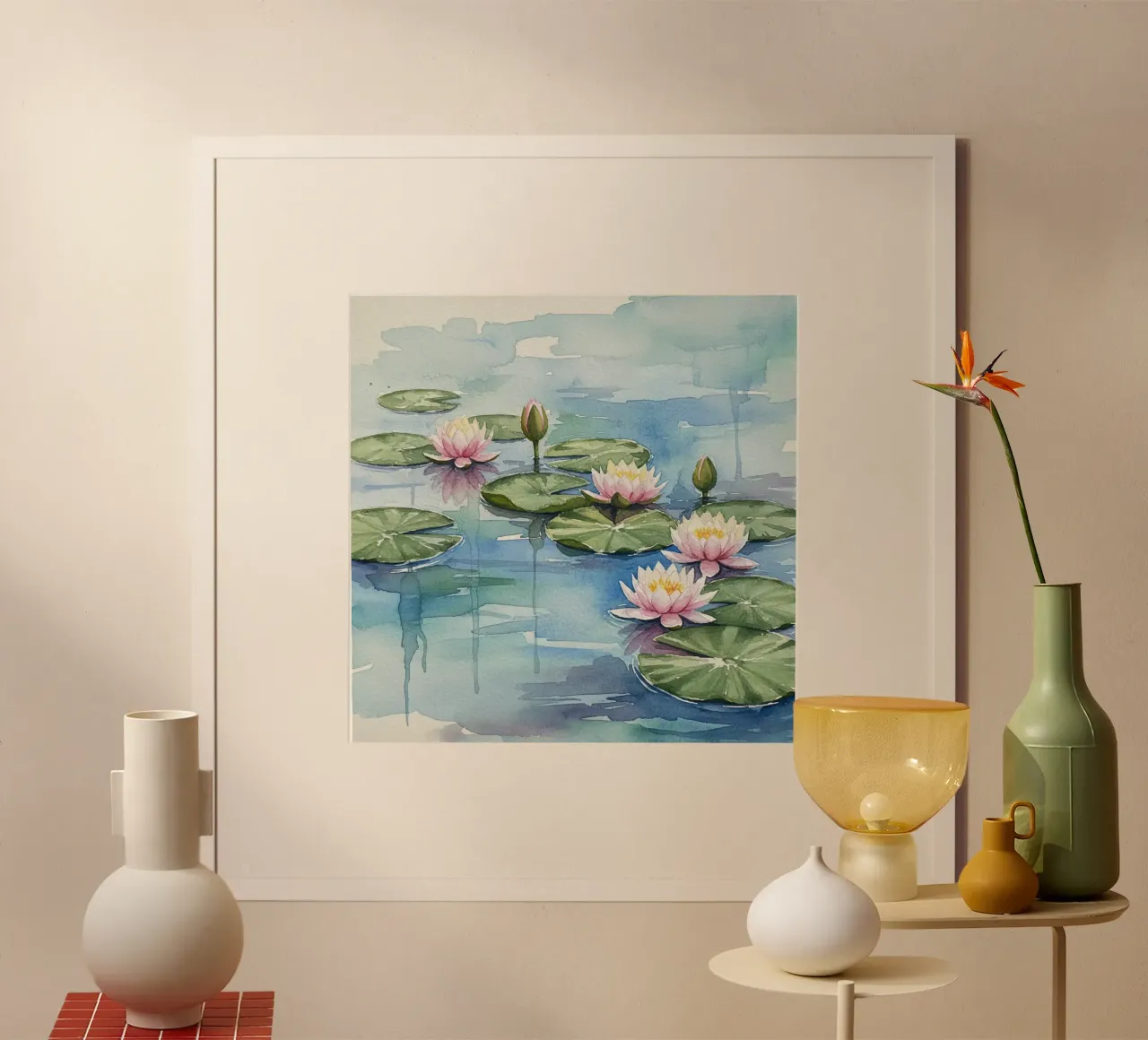 Ninfee serene: Uno stagno tranquillo ad acquerello carta hahnemühle da Artistic-shop