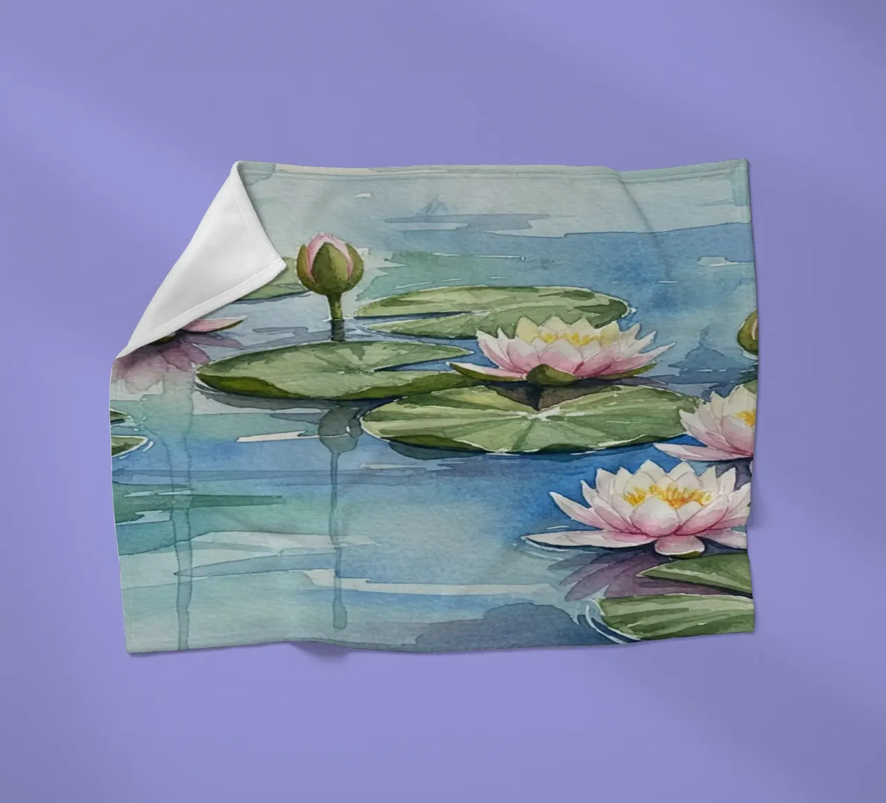 Ninfee serene: Uno stagno tranquillo ad acquerello coperta in pile da Artistic-shop
