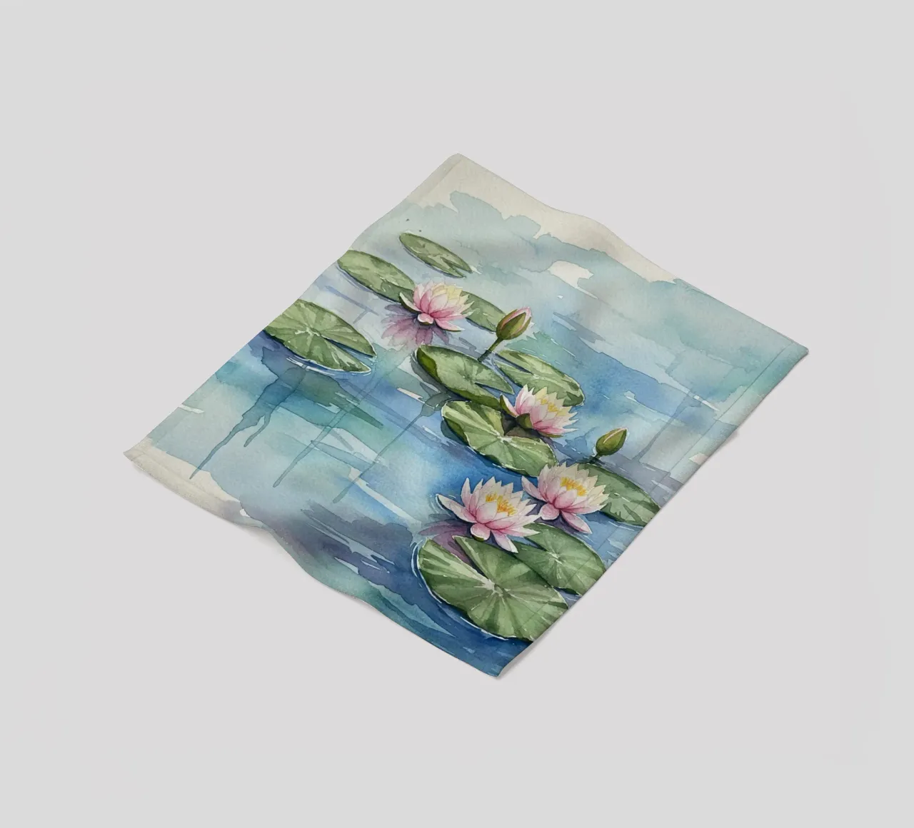 Ninfee serene: Uno stagno tranquillo ad acquerello coperta in pile da Artistic-shop