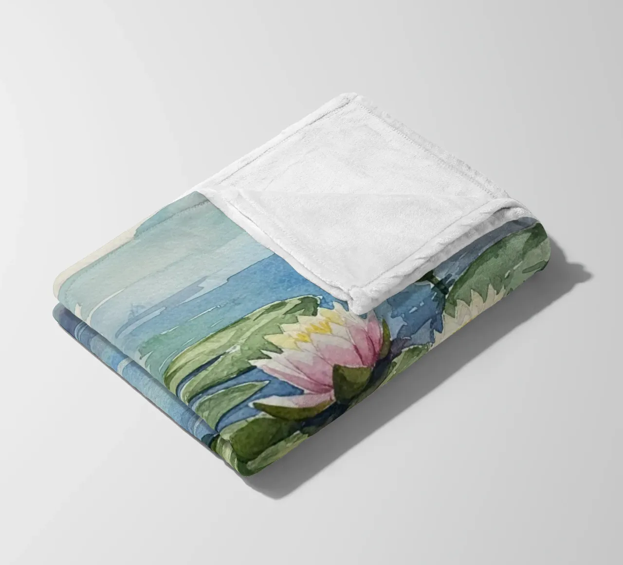 Ninfee serene: Uno stagno tranquillo ad acquerello coperta in pile da Artistic-shop