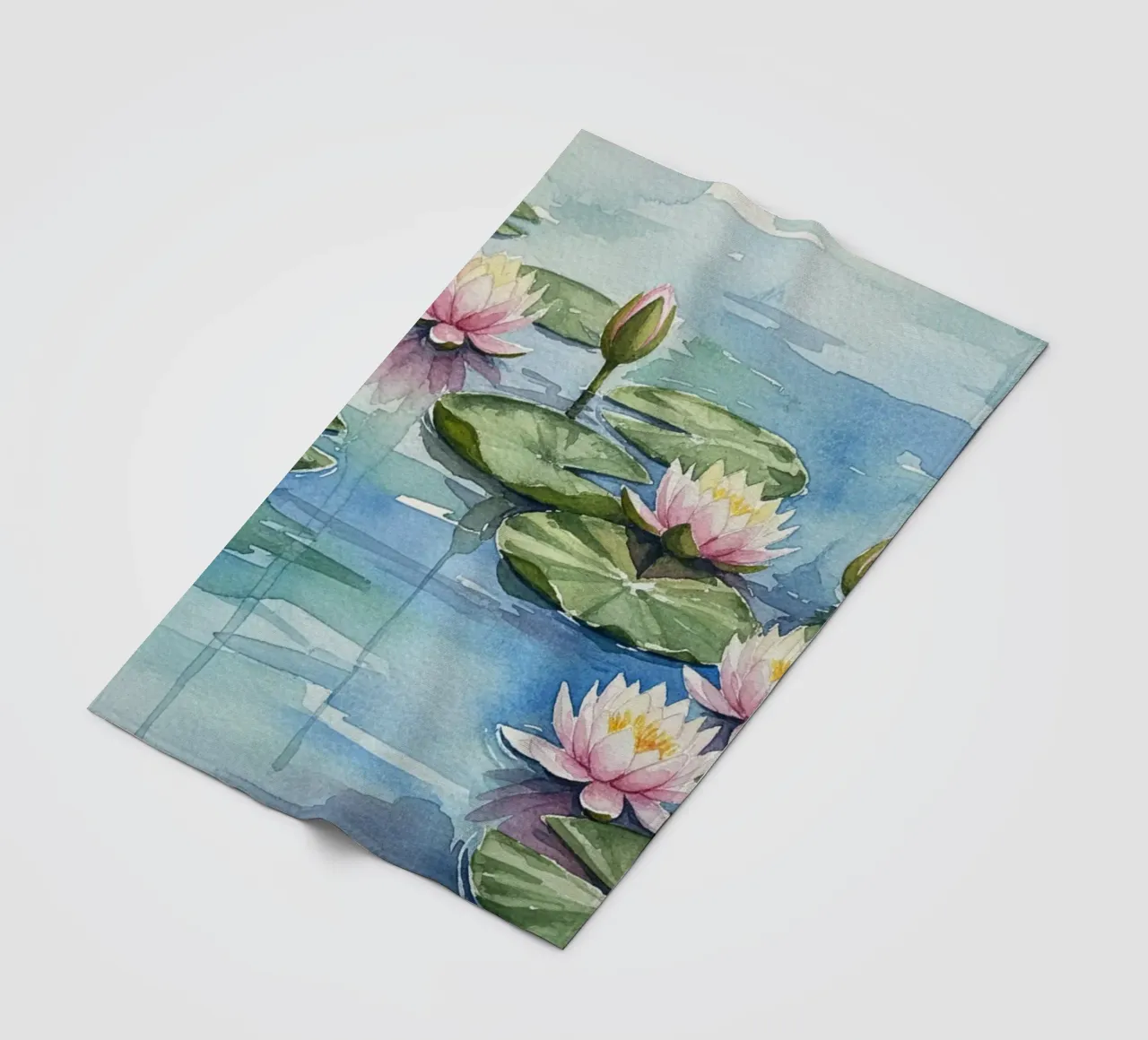 Ninfee serene: Uno stagno tranquillo ad acquerello coperta in pile da Artistic-shop