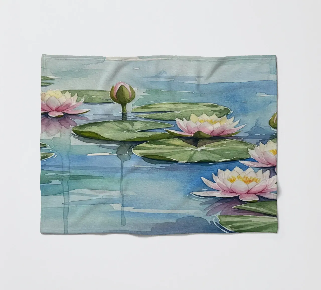 Ninfee serene: Uno stagno tranquillo ad acquerello coperta in pile da Artistic-shop