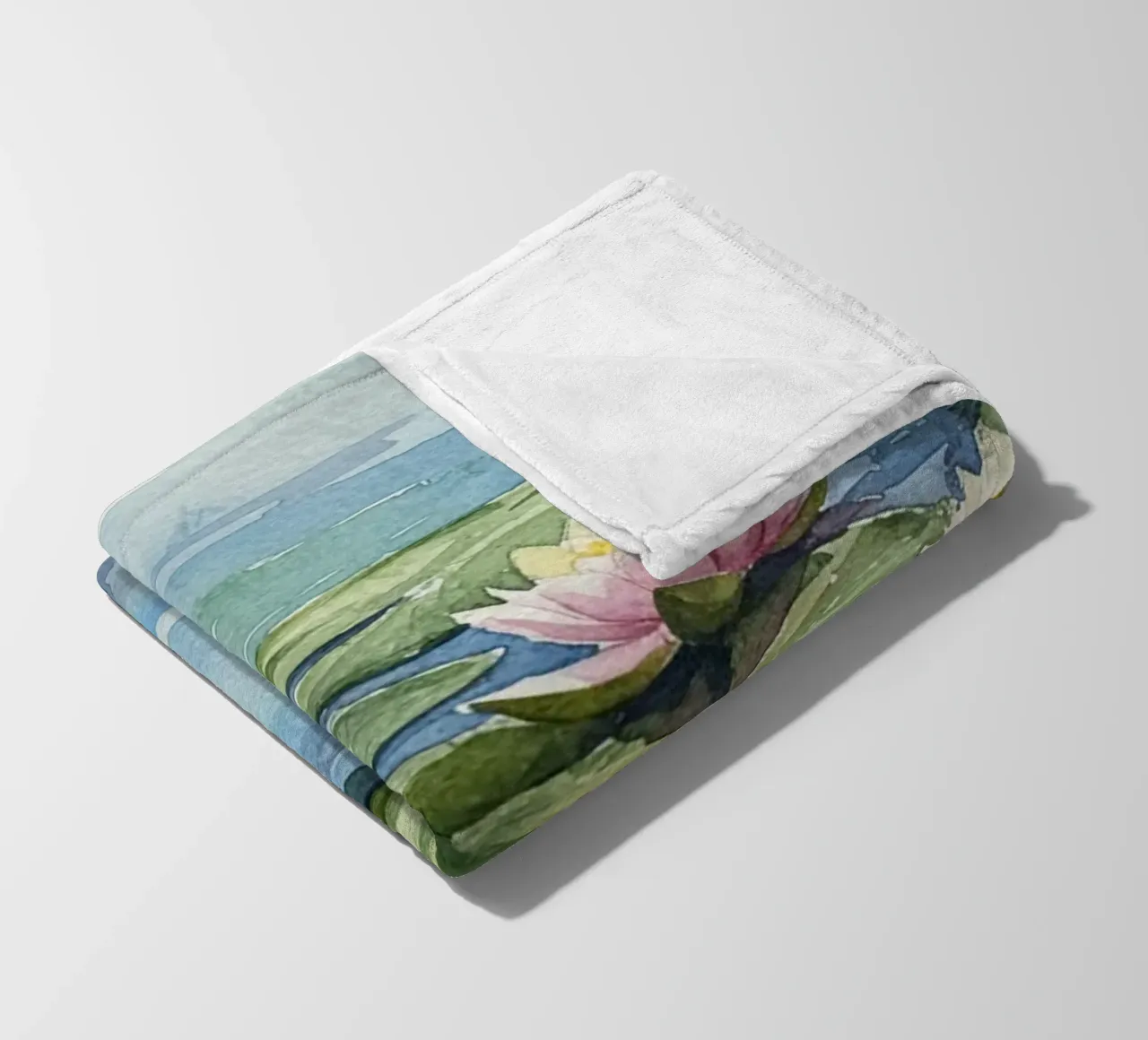 Ninfee serene: Uno stagno tranquillo ad acquerello coperta in pile da Artistic-shop
