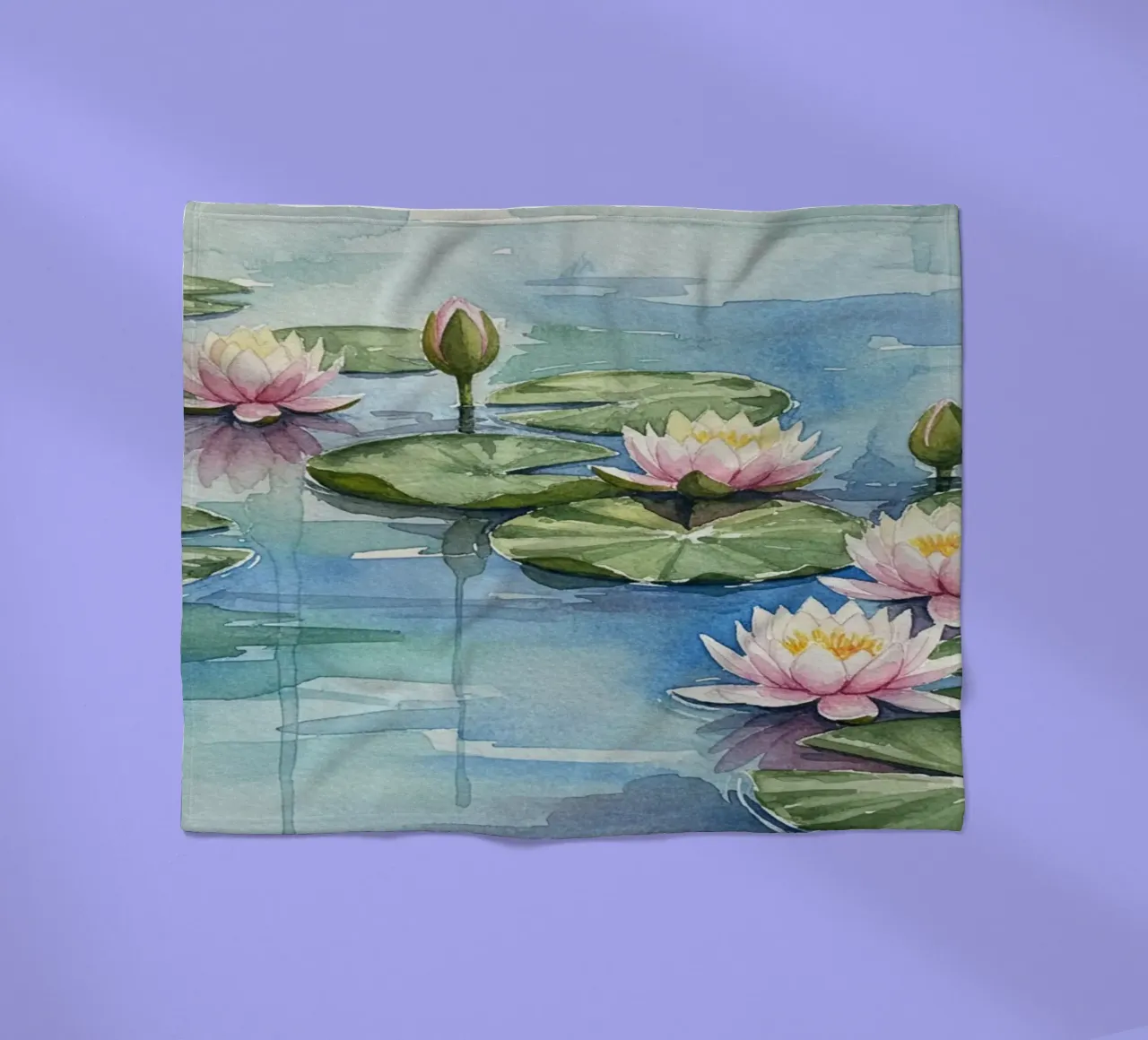 Ninfee serene: Uno stagno tranquillo ad acquerello coperta in pile da Artistic-shop