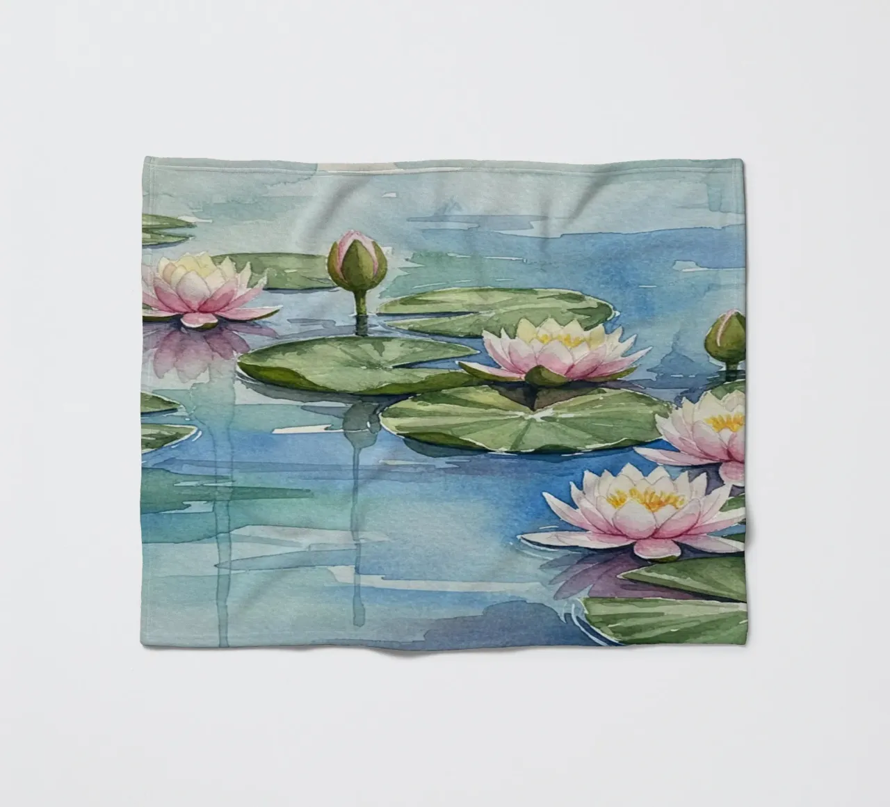 Ninfee serene: Uno stagno tranquillo ad acquerello coperta in pile da Artistic-shop