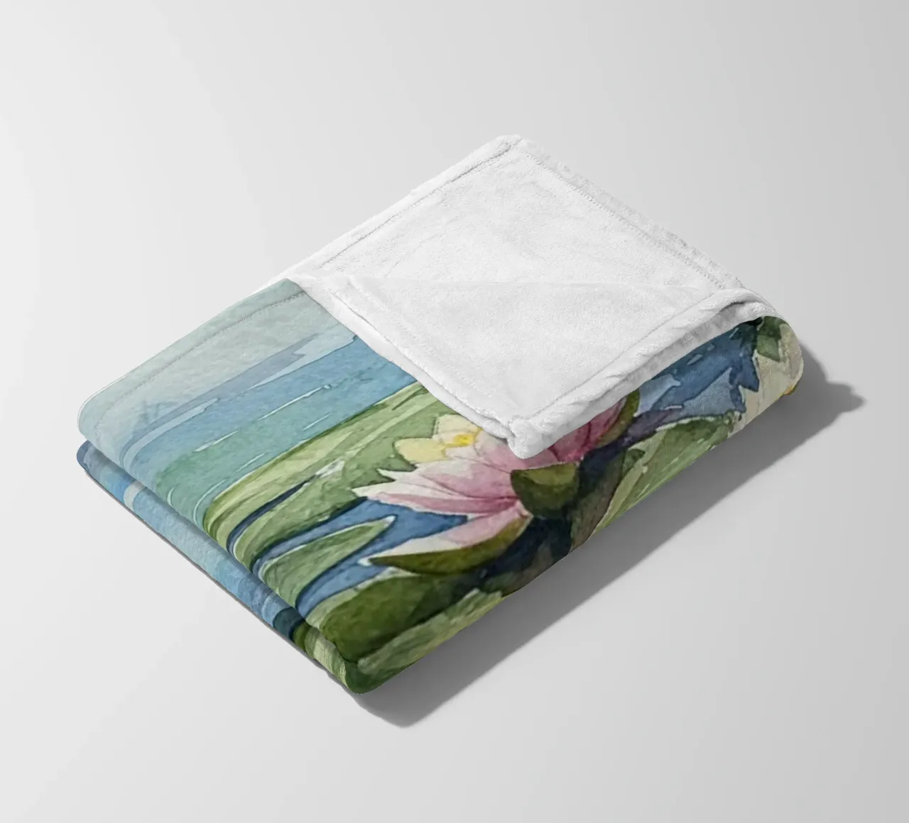 Ninfee serene: Uno stagno tranquillo ad acquerello coperta in pile da Artistic-shop