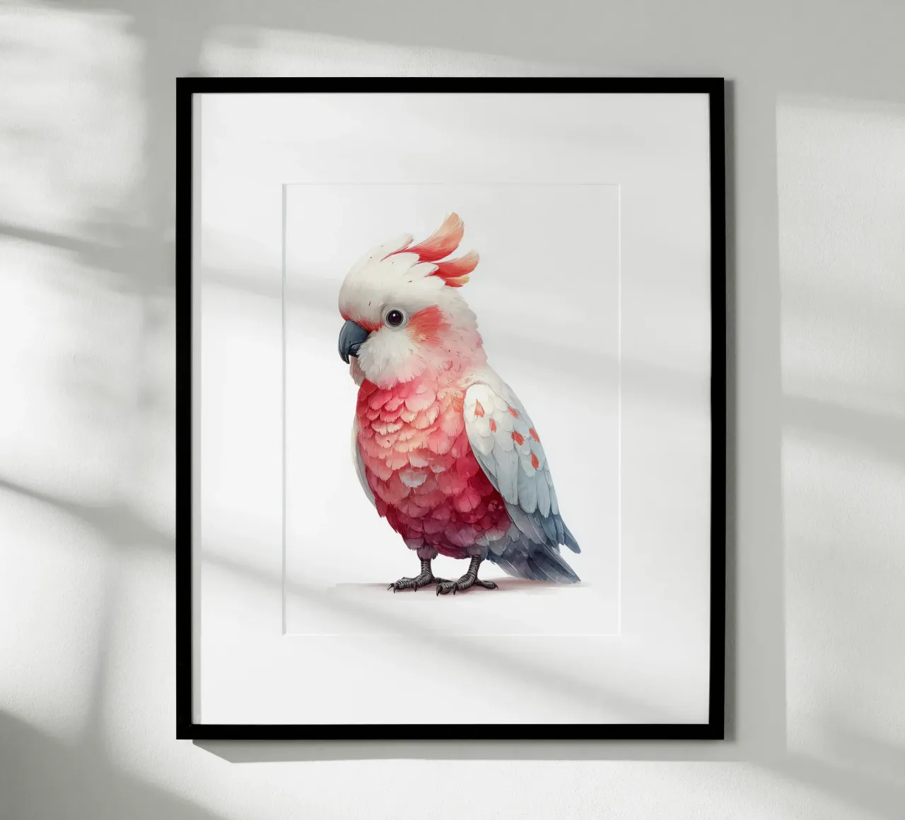 Poster per la camera da letto in acquerello con cacatua rosa carta hahnemühle da Kid’s Dream