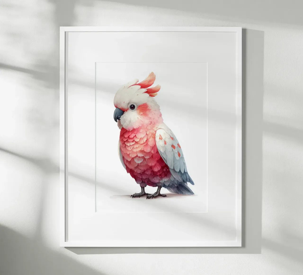 Poster per la camera da letto in acquerello con cacatua rosa carta hahnemühle da Kid’s Dream