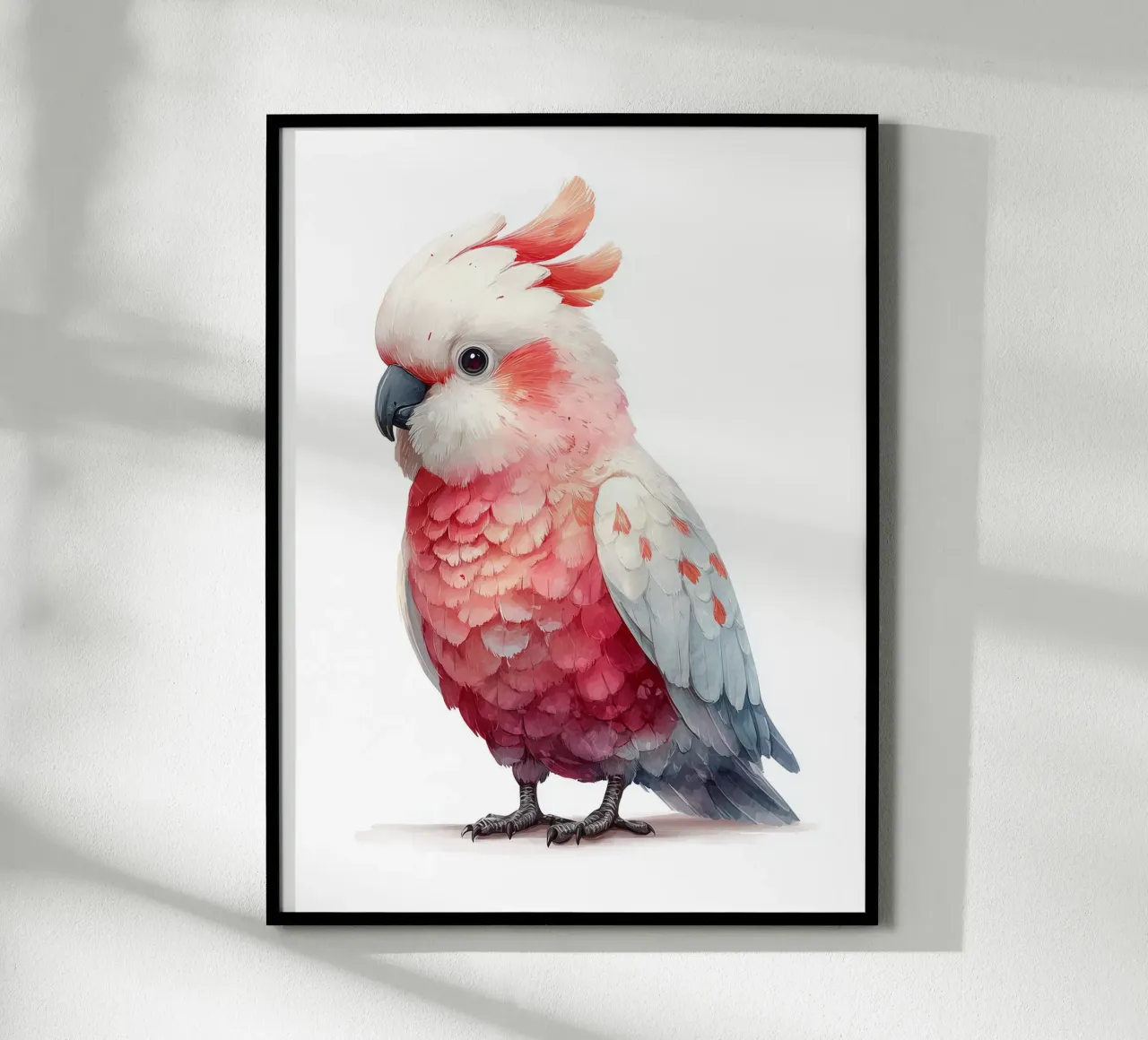 Poster per la camera da letto in acquerello con cacatua rosa carta hahnemühle da Kid’s Dream