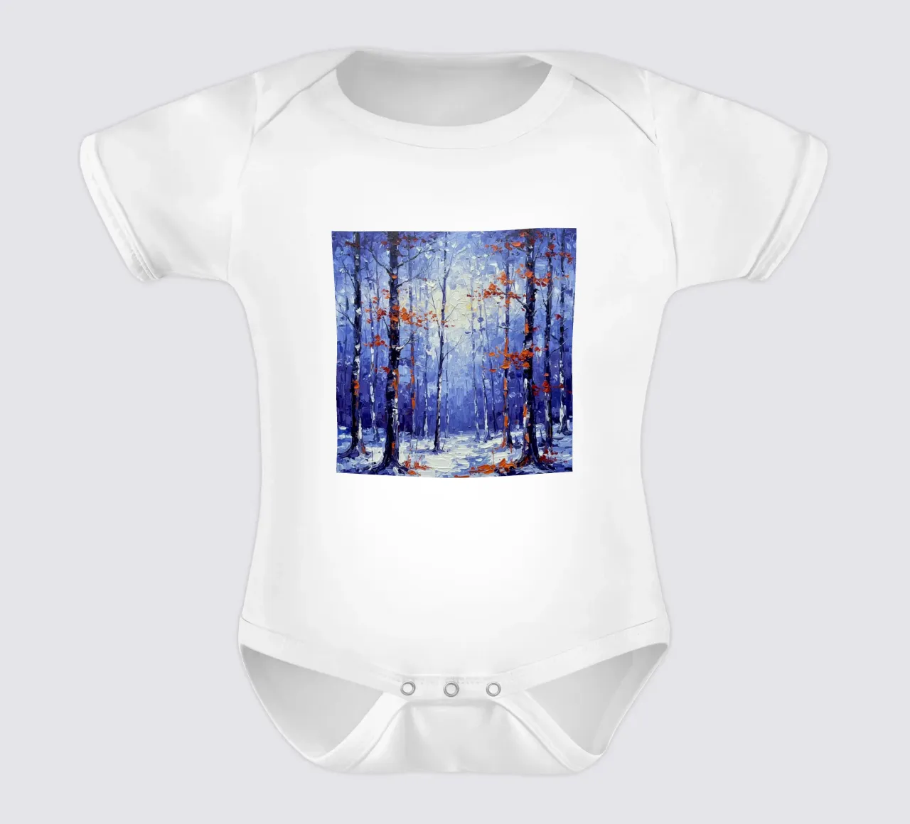 Sussurri cremisi in un bosco d'inverno body neonato maniche corte da Artistic-shop