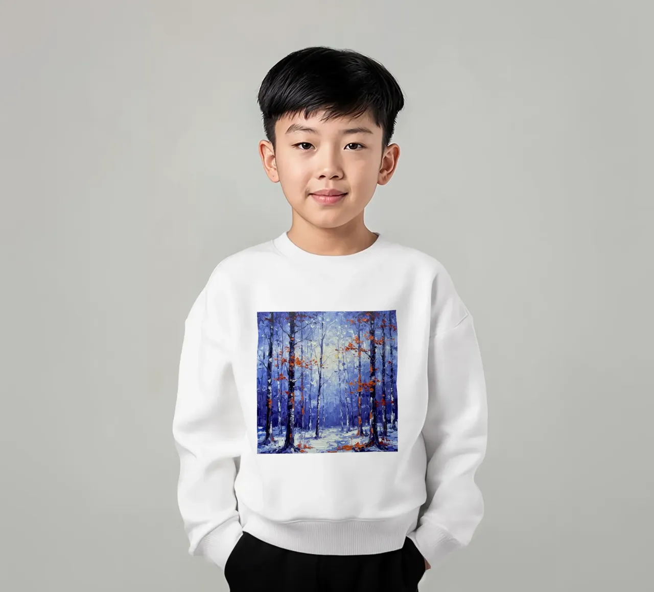 Sussurri cremisi in un bosco d'inverno felpa bambino da Artistic-shop
