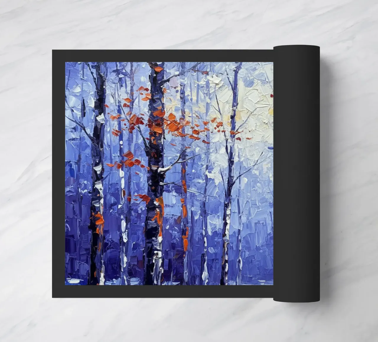 Sussurri cremisi in un bosco d'inverno zerbino da Artistic-shop