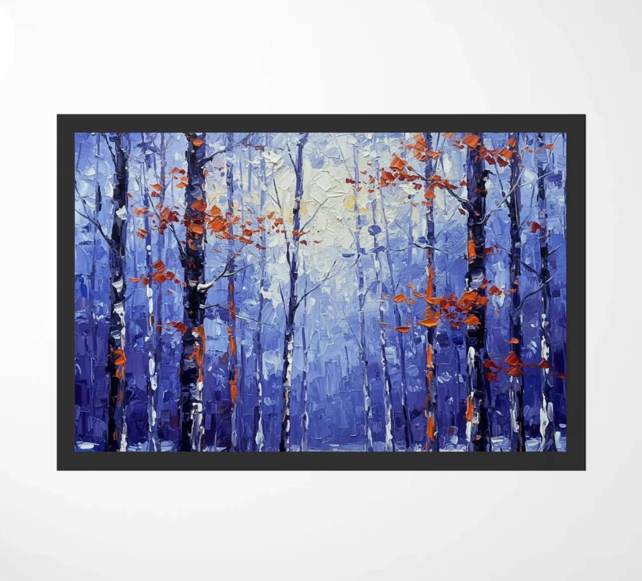 Sussurri cremisi in un bosco d'inverno zerbino da Artistic-shop