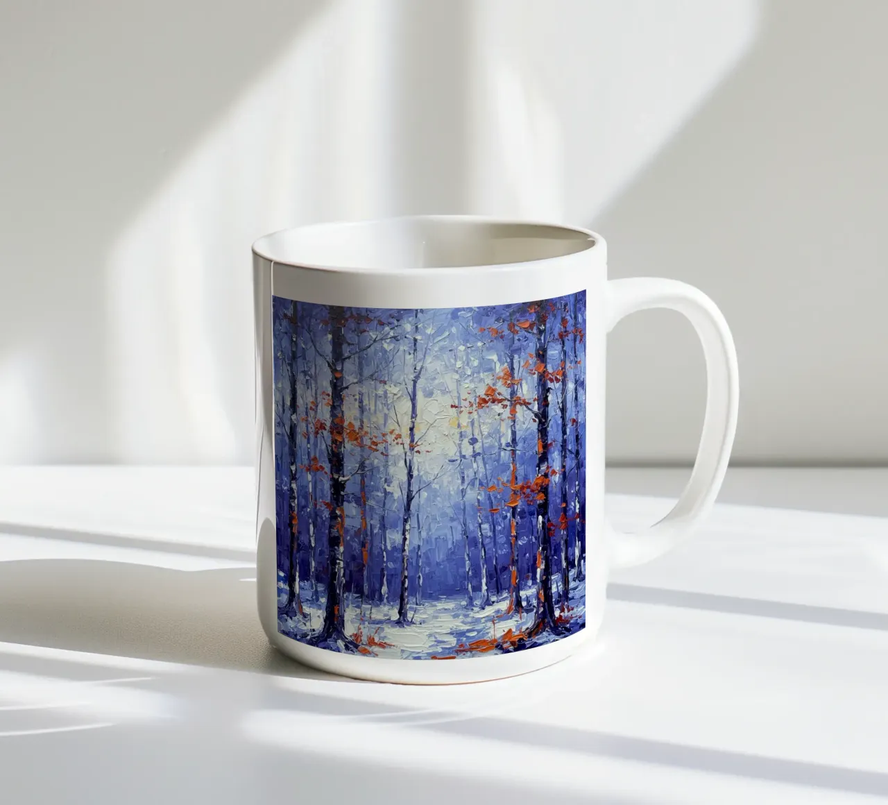 Sussurri cremisi in un bosco d'inverno tazza in ceramica da Artistic-shop