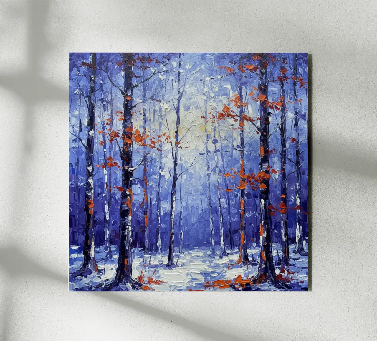 Sussurri cremisi in un bosco d'inverno alluminio dibond da Artistic-shop