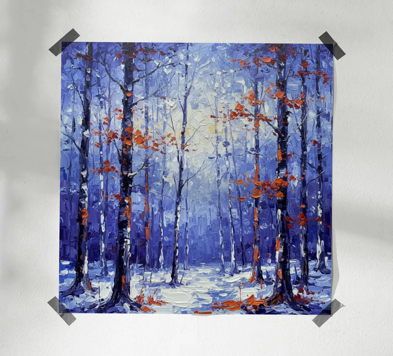 Sussurri cremisi in un bosco d'inverno carta hahnemühle da Artistic-shop