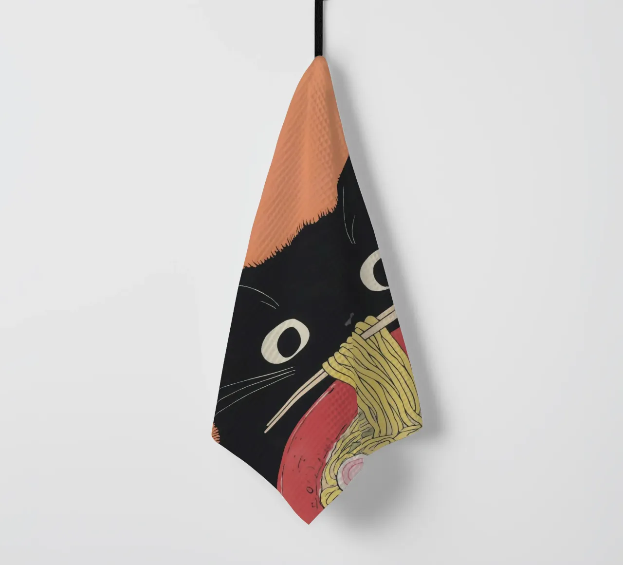 As-tu fini de manger ? Poster Black Cat & Noodles | Automne torchon de Kaji