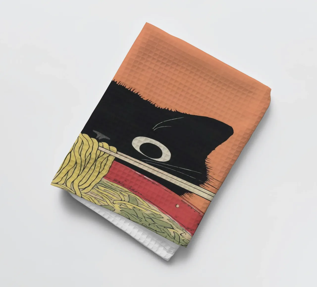 As-tu fini de manger ? Poster Black Cat & Noodles | Automne torchon de Kaji