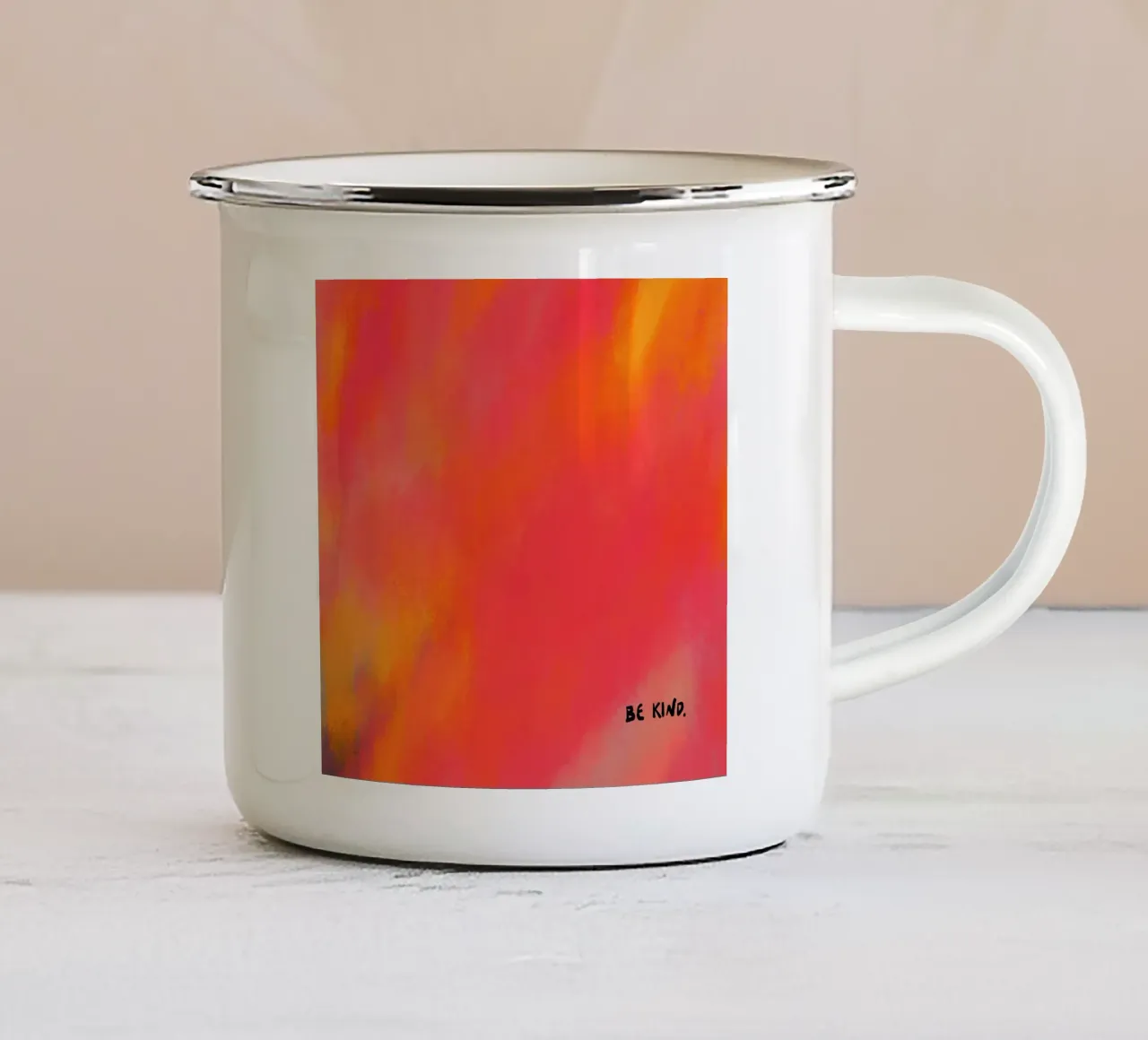 Abstract Schilderen - wees aardig emaille mok van Illustration Raissa Oltmanns