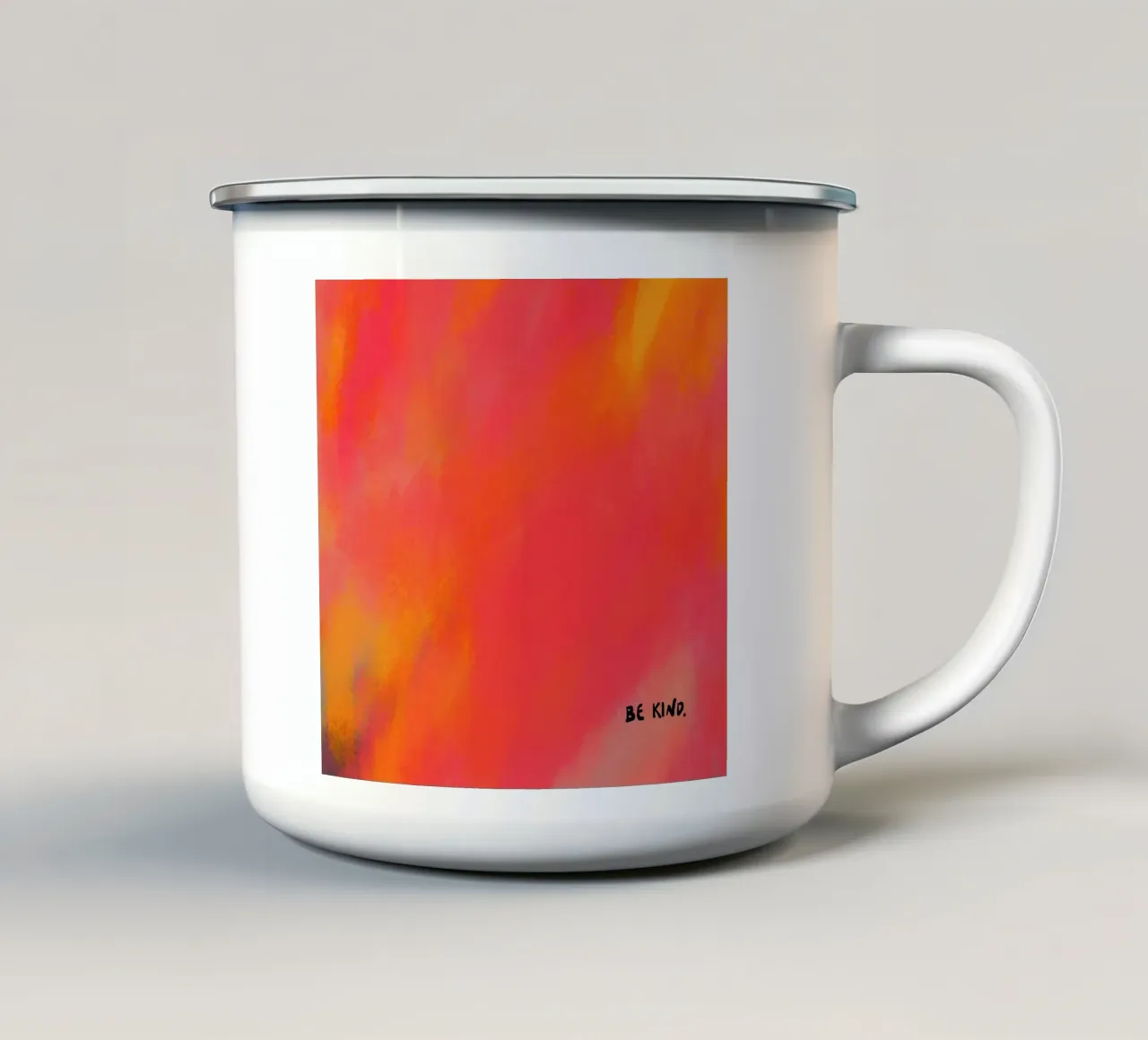 Abstract Schilderen - wees aardig emaille mok van Illustration Raissa Oltmanns