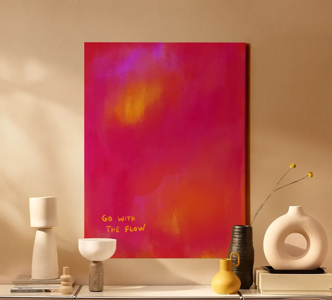 Abstract Painting - go with the flow canvas by Illustration Raissa Oltmanns