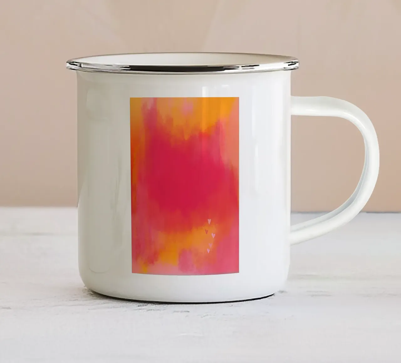 Abstract schilderij - Harten emaille mok van Illustration Raissa Oltmanns