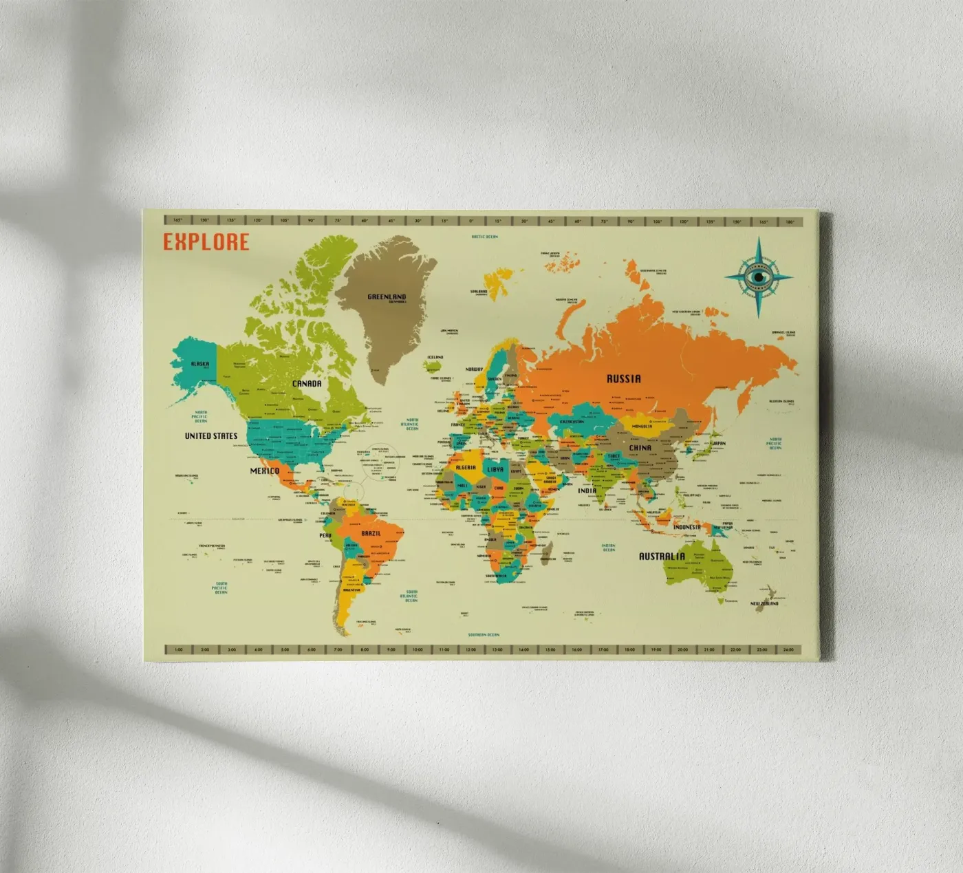 World Map Leinwand von Jazzberry Blue