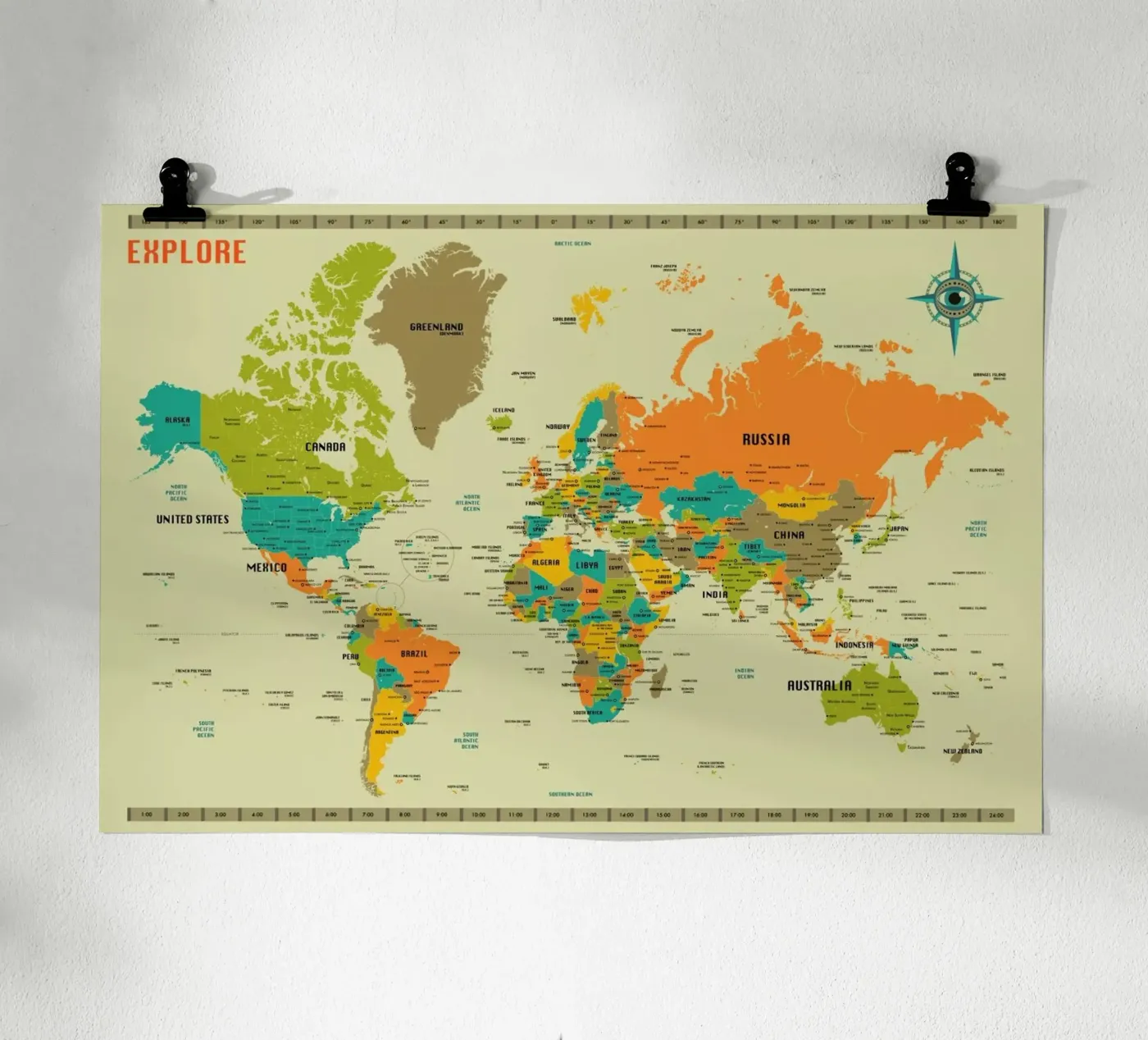 World Map poster de Jazzberry Blue