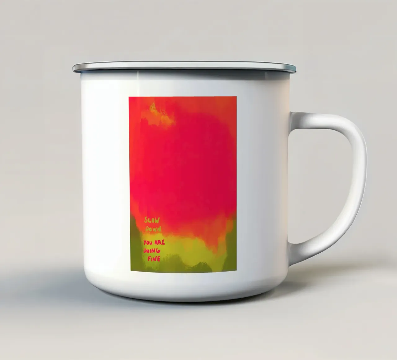 Abstracte kunst - vertragen emaille mok van Illustration Raissa Oltmanns