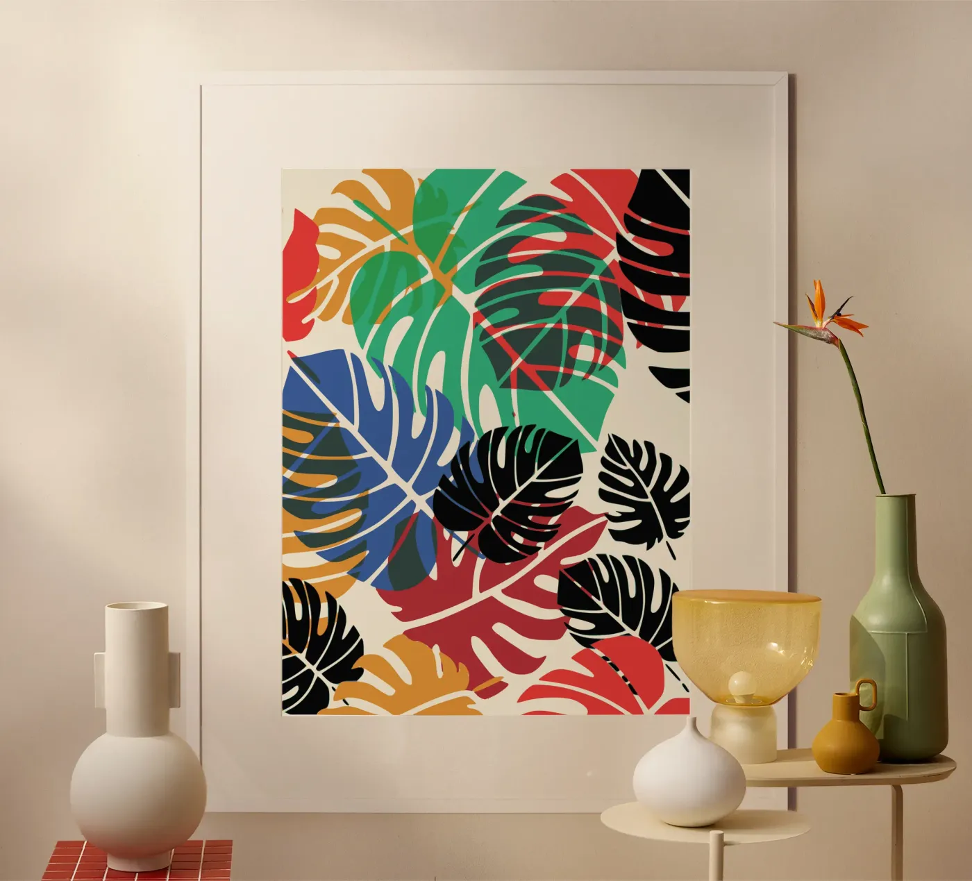 Multicolor monstera poster da Little Dean