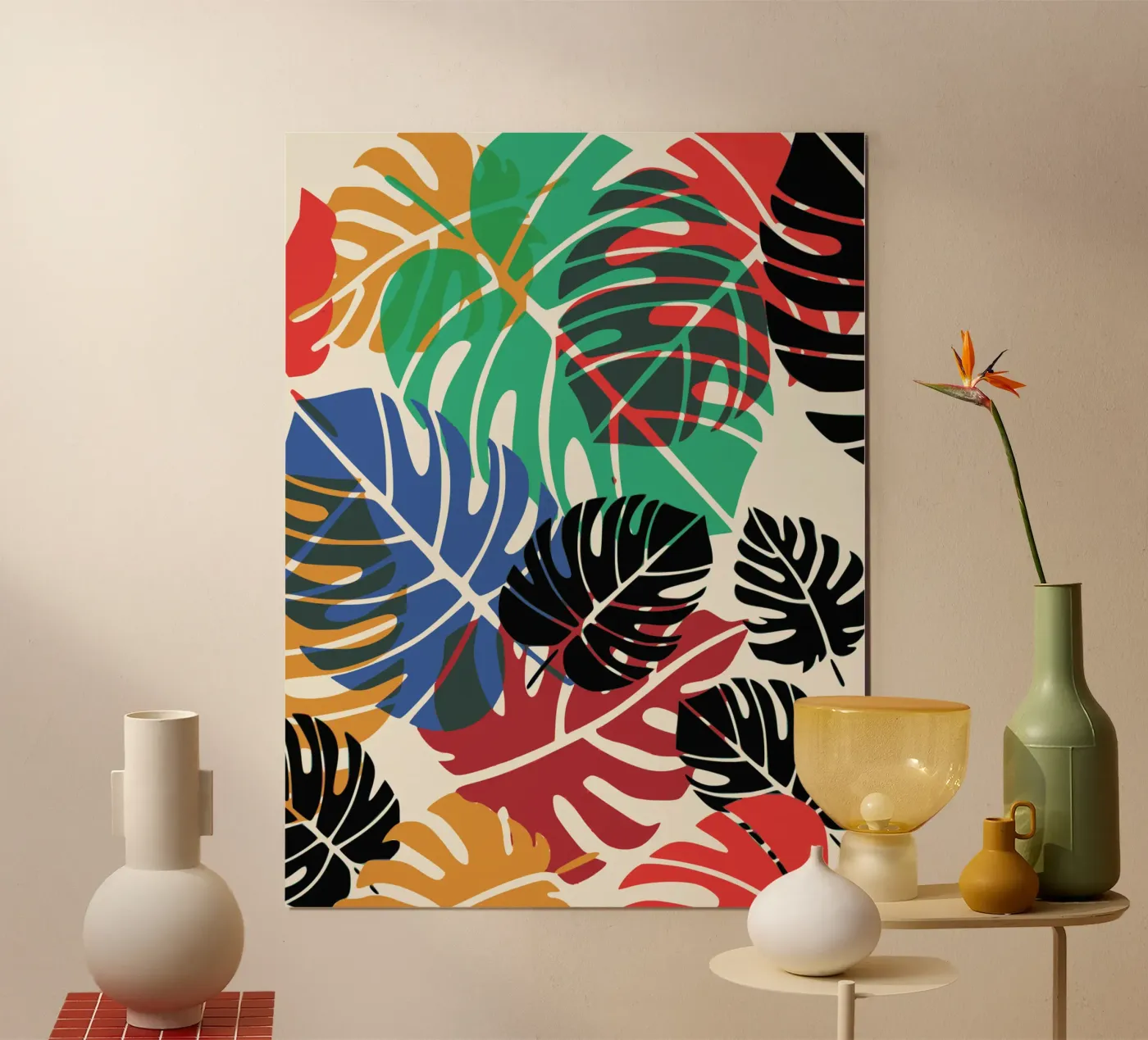 Multicolor monstera poster da Little Dean